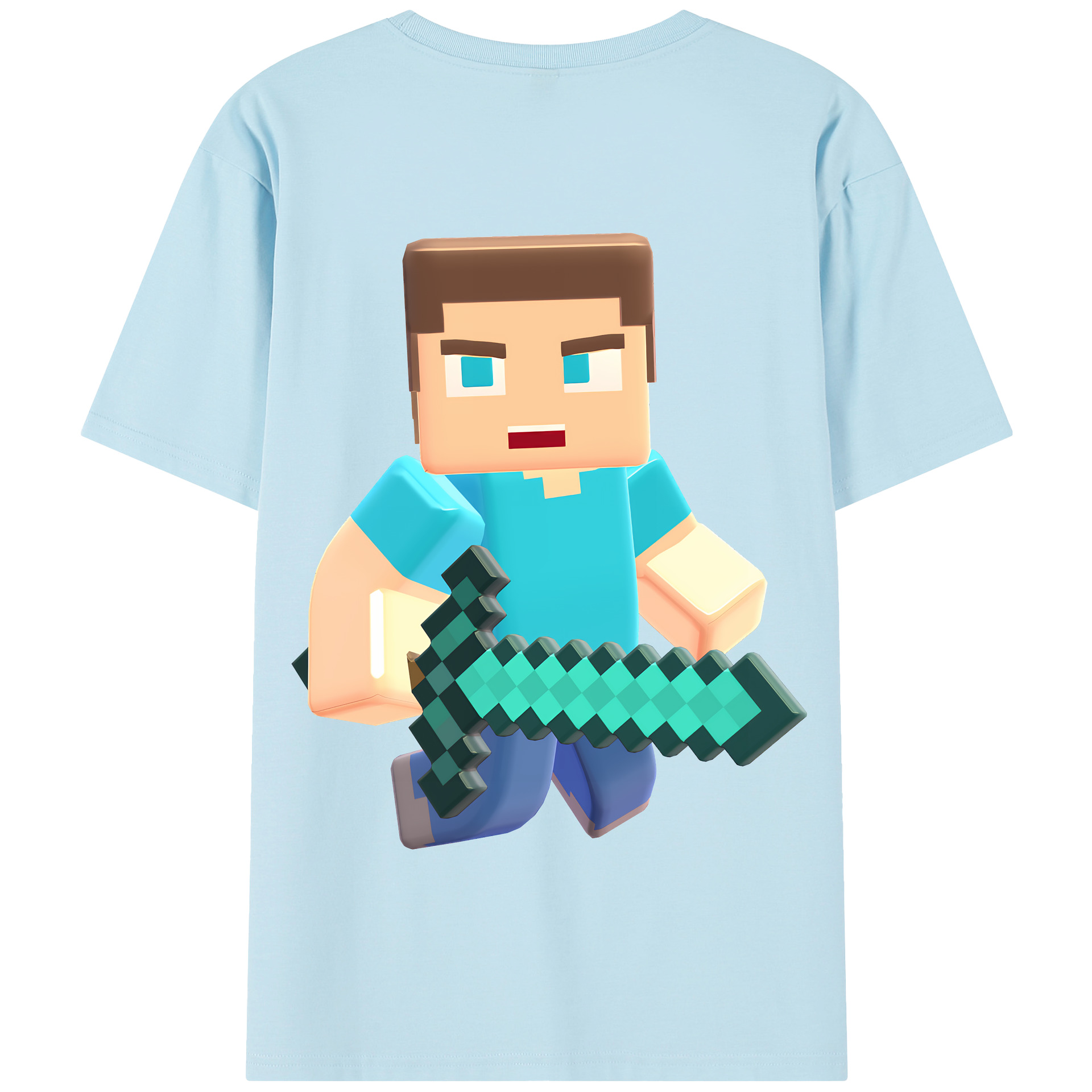 （画像用） マインクラフト ブロックの世界 Minecraft MC Block world 綿100％半袖Tシャツ（背面プリント）